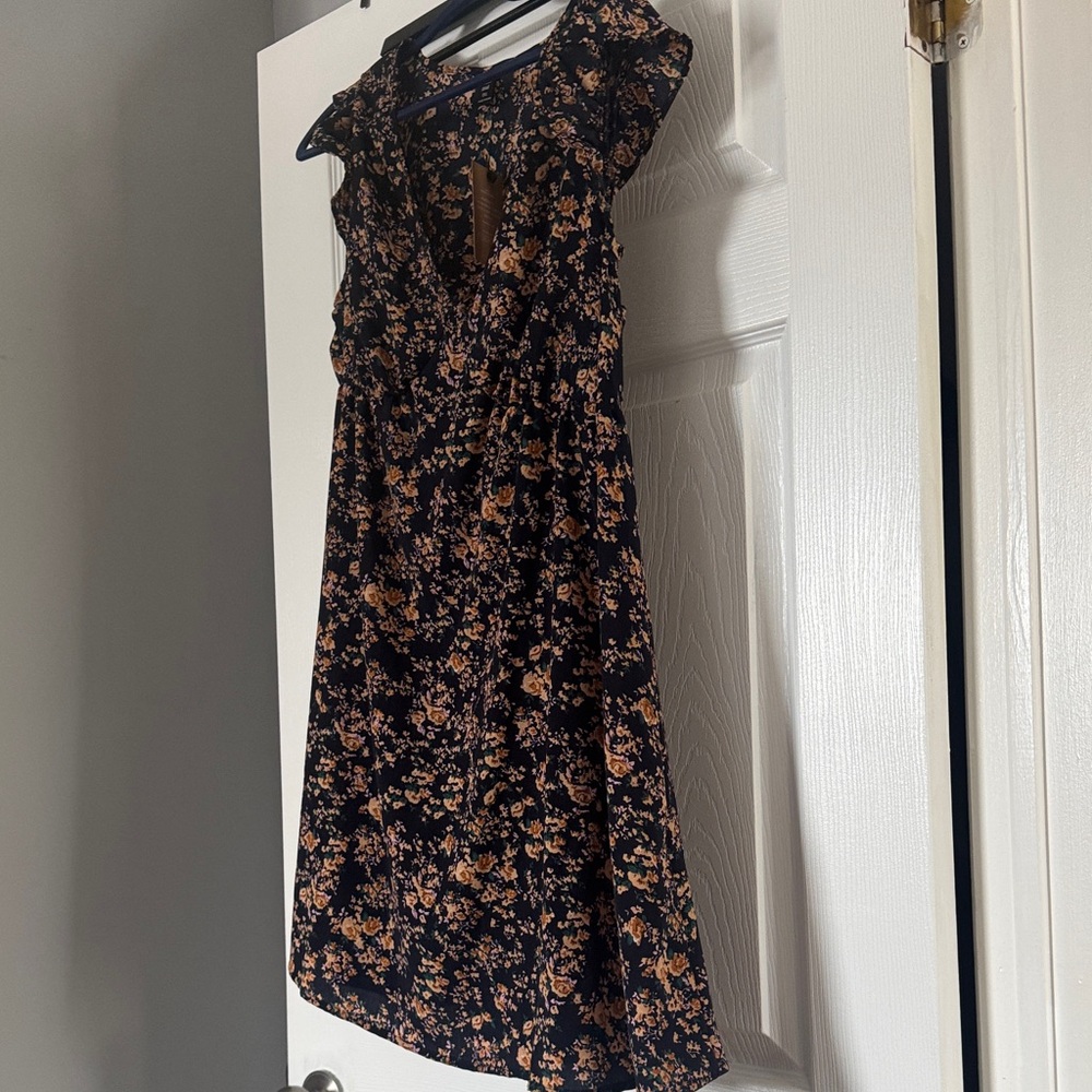 SHEIN Black and Pink Floral Mini Dress